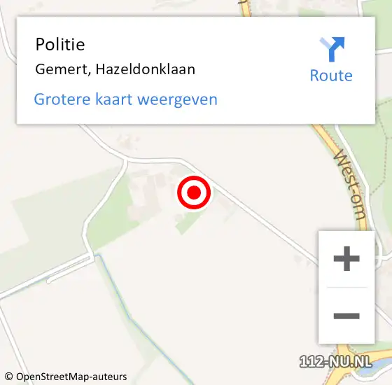 Locatie op kaart van de 112 melding: Politie Gemert, Hazeldonklaan op 11 september 2021 16:36