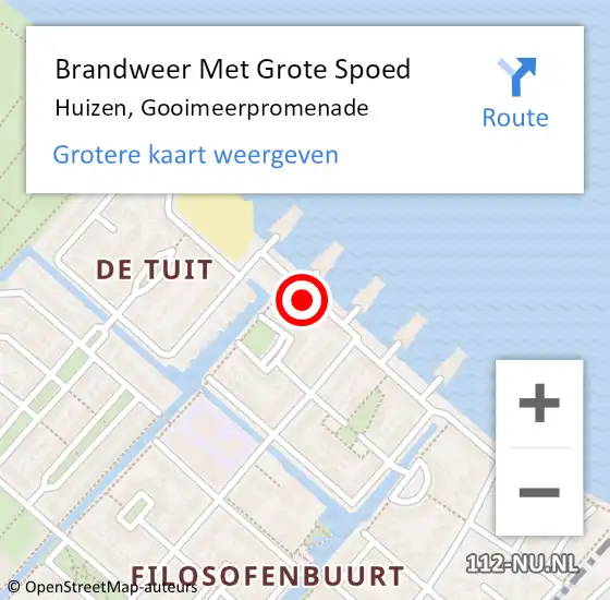 Locatie op kaart van de 112 melding: Brandweer Met Grote Spoed Naar Huizen, Gooimeerpromenade op 11 september 2021 16:41