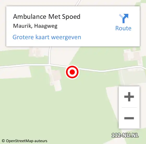 Locatie op kaart van de 112 melding: Ambulance Met Spoed Naar Maurik, Haagweg op 11 september 2021 16:59