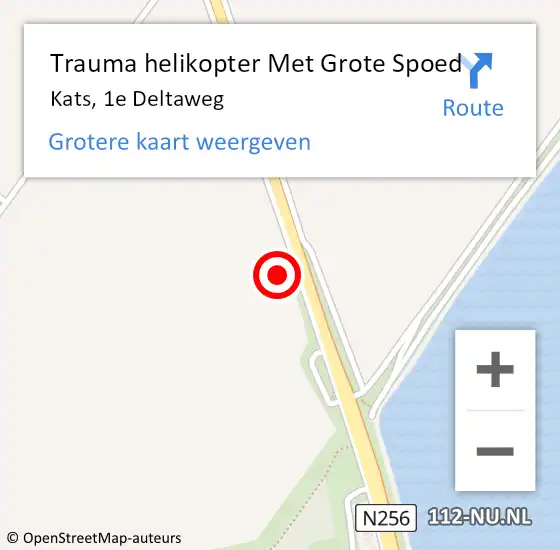 Locatie op kaart van de 112 melding: Trauma helikopter Met Grote Spoed Naar Kats, 1e Deltaweg op 11 september 2021 17:24