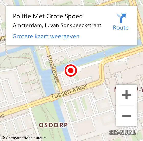 Locatie op kaart van de 112 melding: Politie Met Grote Spoed Naar Amsterdam, L. van Sonsbeeckstraat op 11 september 2021 17:39