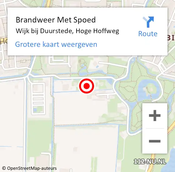 Locatie op kaart van de 112 melding: Brandweer Met Spoed Naar Wijk bij Duurstede, Hoge Hoffweg op 11 september 2021 18:04