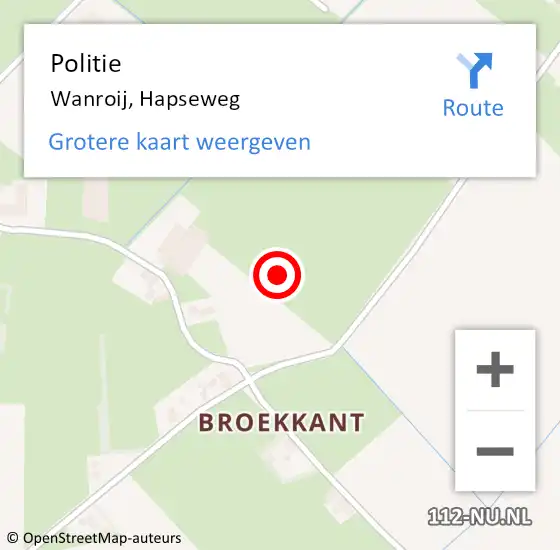 Locatie op kaart van de 112 melding: Politie Wanroij, Hapseweg op 11 september 2021 18:27