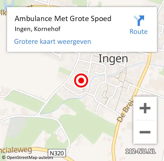 Locatie op kaart van de 112 melding: Ambulance Met Grote Spoed Naar Ingen, Kornehof op 11 september 2021 18:40