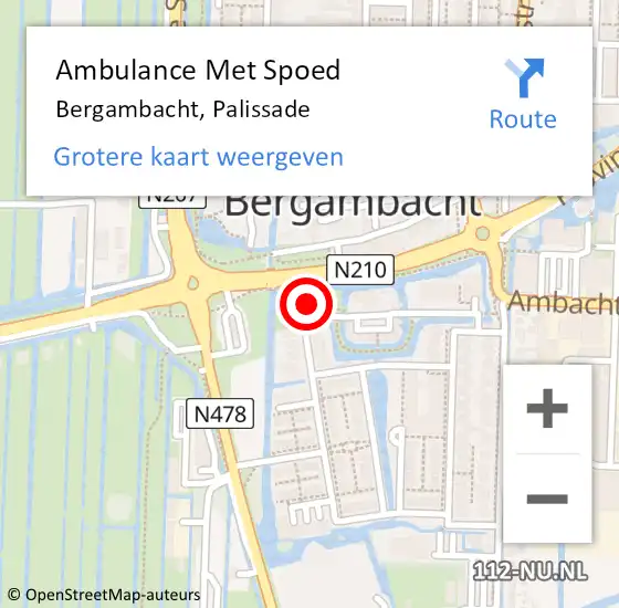 Locatie op kaart van de 112 melding: Ambulance Met Spoed Naar Bergambacht, Palissade op 11 september 2021 19:02