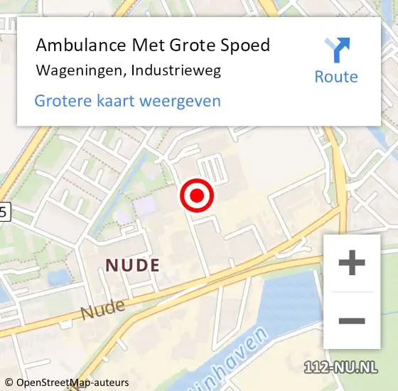 Locatie op kaart van de 112 melding: Ambulance Met Grote Spoed Naar Wageningen, Industrieweg op 11 september 2021 19:13