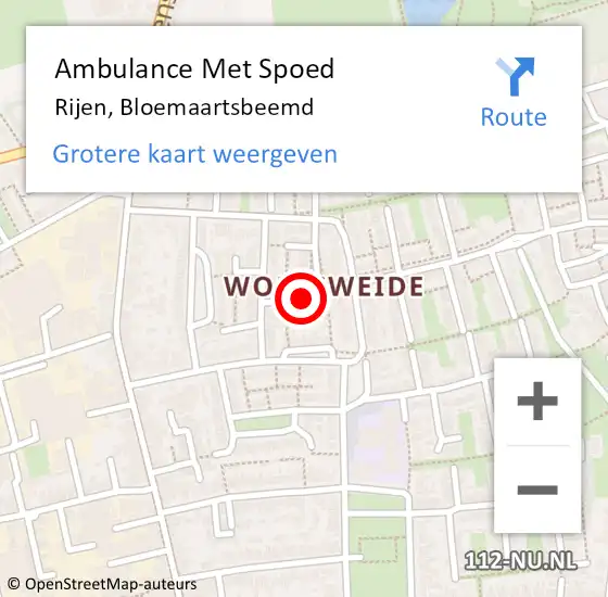 Locatie op kaart van de 112 melding: Ambulance Met Spoed Naar Rijen, Bloemaartsbeemd op 22 juni 2014 17:10