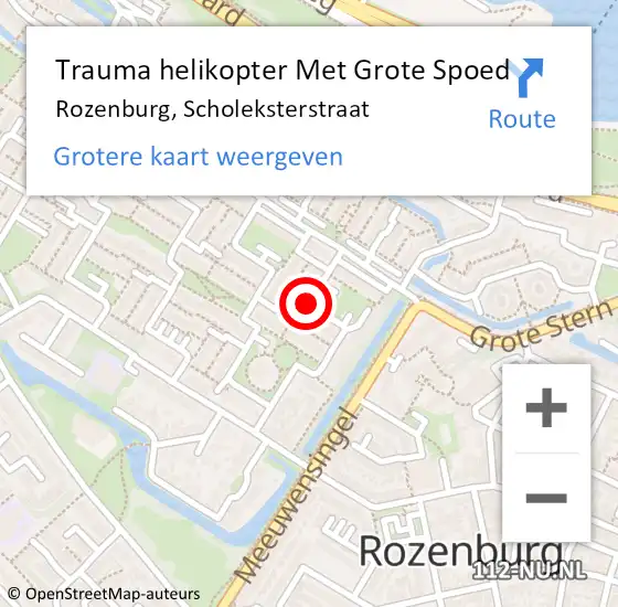 Locatie op kaart van de 112 melding: Trauma helikopter Met Grote Spoed Naar Rozenburg, Scholeksterstraat op 11 september 2021 19:30