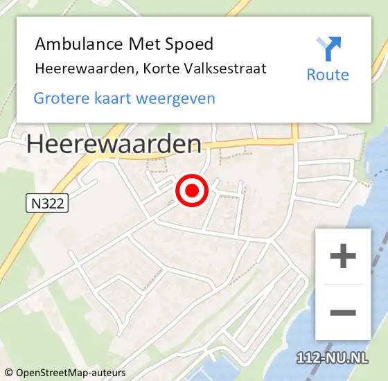 Locatie op kaart van de 112 melding: Ambulance Met Spoed Naar Heerewaarden, Korte Valksestraat op 11 september 2021 19:37