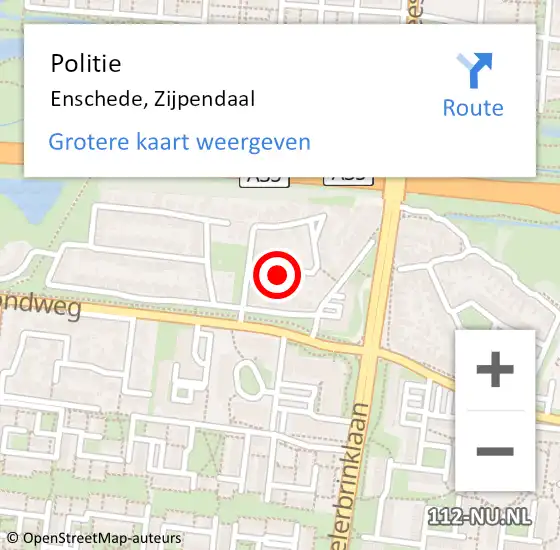 Locatie op kaart van de 112 melding: Politie Enschede, Zijpendaal op 11 september 2021 19:42