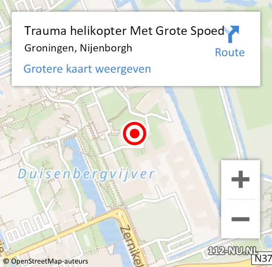 Locatie op kaart van de 112 melding: Trauma helikopter Met Grote Spoed Naar Groningen, Nijenborgh op 11 september 2021 19:56