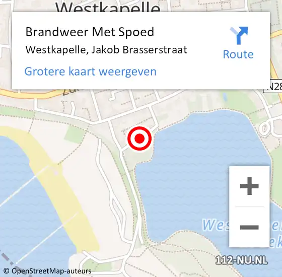 Locatie op kaart van de 112 melding: Brandweer Met Spoed Naar Westkapelle, Jakob Brasserstraat op 22 juni 2014 17:13