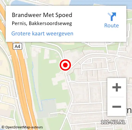 Locatie op kaart van de 112 melding: Brandweer Met Spoed Naar Pernis, Bakkersoordseweg op 11 september 2021 20:24