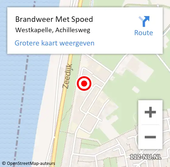 Locatie op kaart van de 112 melding: Brandweer Met Spoed Naar Westkapelle, Achillesweg op 11 september 2021 20:33