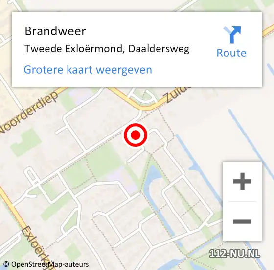 Locatie op kaart van de 112 melding: Brandweer Tweede Exloërmond, Daaldersweg op 11 september 2021 20:38