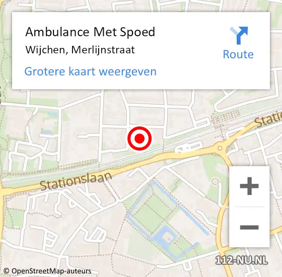 Locatie op kaart van de 112 melding: Ambulance Met Spoed Naar Wijchen, Merlijnstraat op 11 september 2021 20:42