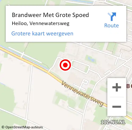 Locatie op kaart van de 112 melding: Brandweer Met Grote Spoed Naar Heiloo, Vennewatersweg op 11 september 2021 21:51