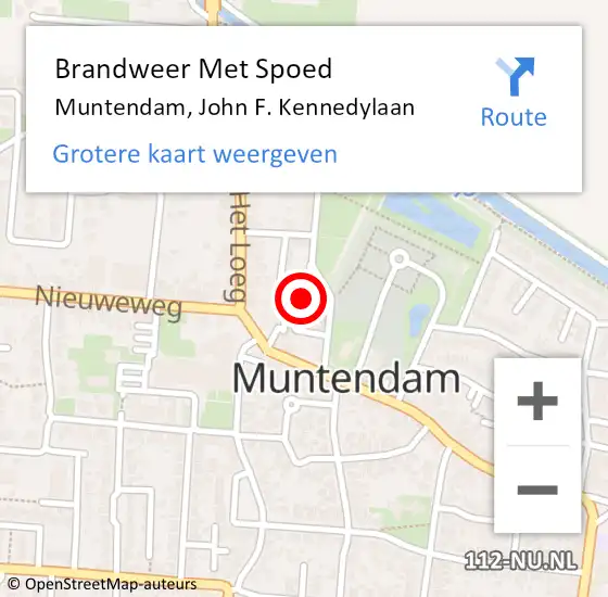 Locatie op kaart van de 112 melding: Brandweer Met Spoed Naar Muntendam, John F. Kennedylaan op 11 september 2021 22:10