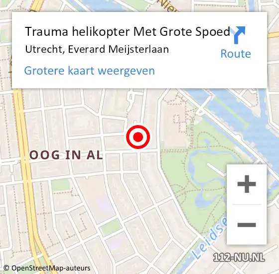 Locatie op kaart van de 112 melding: Trauma helikopter Met Grote Spoed Naar Utrecht, Everard Meijsterlaan op 11 september 2021 22:14