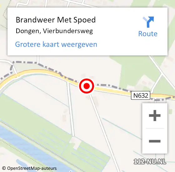 Locatie op kaart van de 112 melding: Brandweer Met Spoed Naar Dongen, Vierbundersweg op 22 juni 2014 17:30