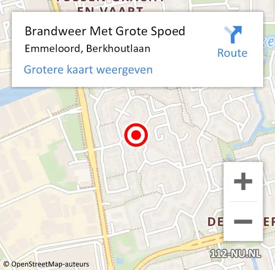 Locatie op kaart van de 112 melding: Brandweer Met Grote Spoed Naar Emmeloord, Berkhoutlaan op 11 september 2021 22:45