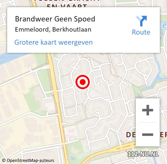 Locatie op kaart van de 112 melding: Brandweer Geen Spoed Naar Emmeloord, Berkhoutlaan op 11 september 2021 22:48