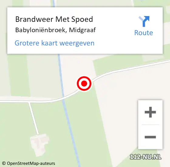 Locatie op kaart van de 112 melding: Brandweer Met Spoed Naar Babyloniënbroek, Midgraaf op 11 september 2021 22:57