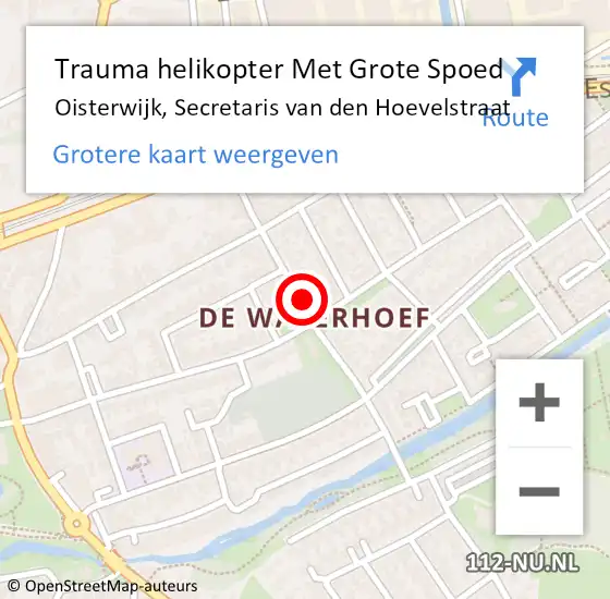 Locatie op kaart van de 112 melding: Trauma helikopter Met Grote Spoed Naar Oisterwijk, Secretaris van den Hoevelstraat op 11 september 2021 23:05