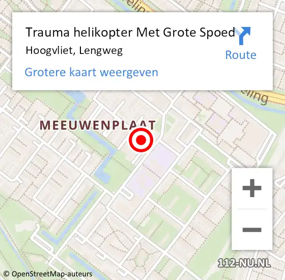 Locatie op kaart van de 112 melding: Trauma helikopter Met Grote Spoed Naar Hoogvliet, Lengweg op 11 september 2021 23:14