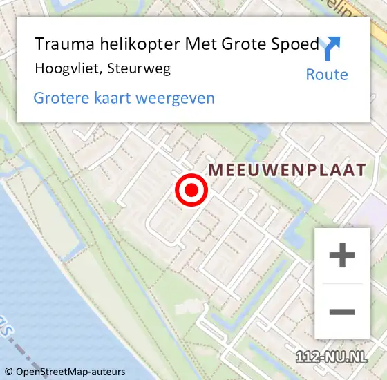 Locatie op kaart van de 112 melding: Trauma helikopter Met Grote Spoed Naar Hoogvliet, Steurweg op 11 september 2021 23:24