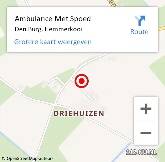 Locatie op kaart van de 112 melding: Ambulance Met Spoed Naar Den Burg, Hemmerkooi op 11 september 2021 23:57