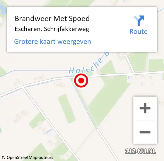 Locatie op kaart van de 112 melding: Brandweer Met Spoed Naar Escharen, Schrijfakkerweg op 12 september 2021 00:01