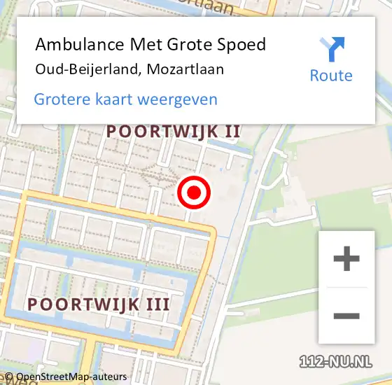 Locatie op kaart van de 112 melding: Ambulance Met Grote Spoed Naar Oud-Beijerland, Mozartlaan op 12 september 2021 00:14