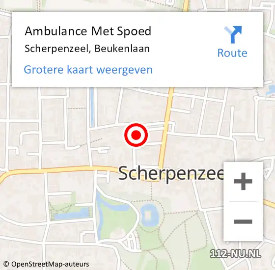 Locatie op kaart van de 112 melding: Ambulance Met Spoed Naar Scherpenzeel, Beukenlaan op 12 september 2021 01:00