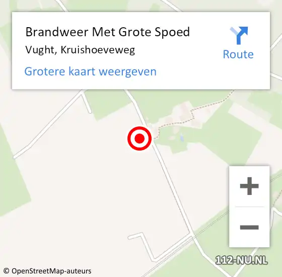 Locatie op kaart van de 112 melding: Brandweer Met Grote Spoed Naar Vught, Kruishoeveweg op 12 september 2021 01:05