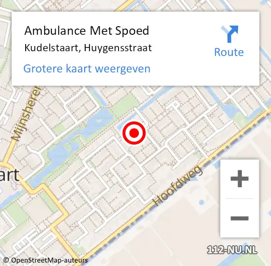 Locatie op kaart van de 112 melding: Ambulance Met Spoed Naar Kudelstaart, Huygensstraat op 12 september 2021 01:23