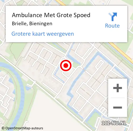 Locatie op kaart van de 112 melding: Ambulance Met Grote Spoed Naar Brielle, Bieningen op 12 september 2021 01:27