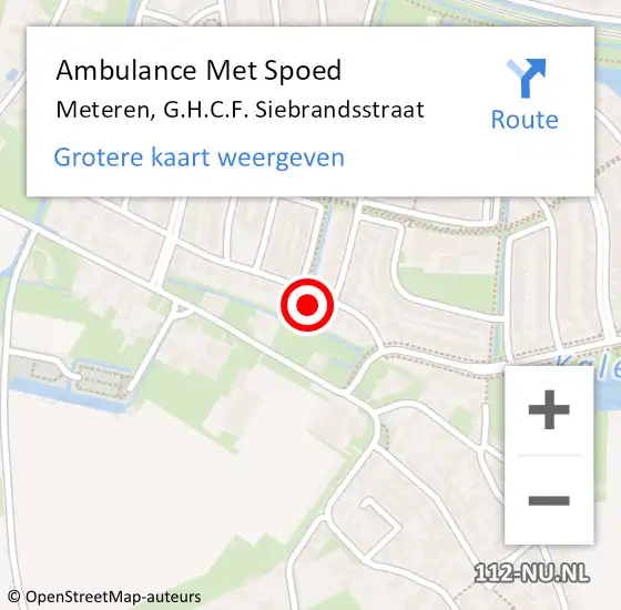 Locatie op kaart van de 112 melding: Ambulance Met Spoed Naar Meteren, G.H.C.F. Siebrandsstraat op 12 september 2021 01:34