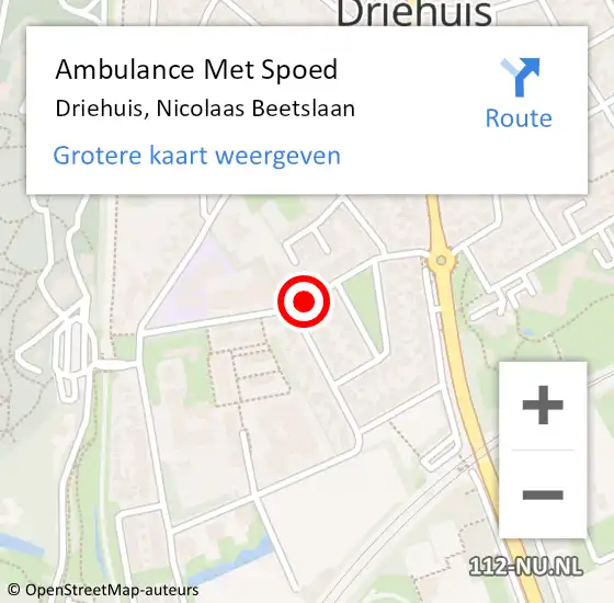 Locatie op kaart van de 112 melding: Ambulance Met Spoed Naar Driehuis, Nicolaas Beetslaan op 12 september 2021 02:46