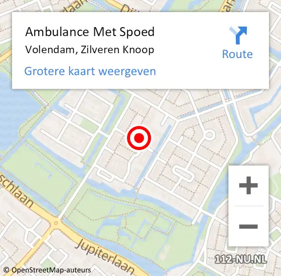 Locatie op kaart van de 112 melding: Ambulance Met Spoed Naar Volendam, Zilveren Knoop op 12 september 2021 03:23