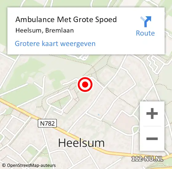 Locatie op kaart van de 112 melding: Ambulance Met Grote Spoed Naar Heelsum, Bremlaan op 12 september 2021 03:56