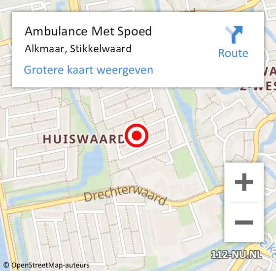 Locatie op kaart van de 112 melding: Ambulance Met Spoed Naar Alkmaar, Stikkelwaard op 12 september 2021 04:54