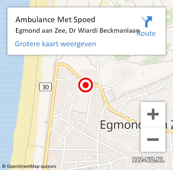 Locatie op kaart van de 112 melding: Ambulance Met Spoed Naar Egmond aan Zee, Dr Wiardi Beckmanlaan op 22 juni 2014 18:00