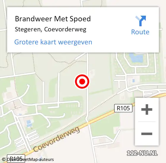 Locatie op kaart van de 112 melding: Brandweer Met Spoed Naar Stegeren, Coevorderweg op 12 september 2021 06:24
