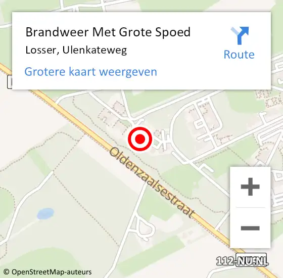 Locatie op kaart van de 112 melding: Brandweer Met Grote Spoed Naar Losser, Ulenkateweg op 12 september 2021 06:52