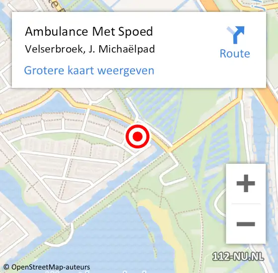 Locatie op kaart van de 112 melding: Ambulance Met Spoed Naar Velserbroek, J. Michaëlpad op 12 september 2021 07:39