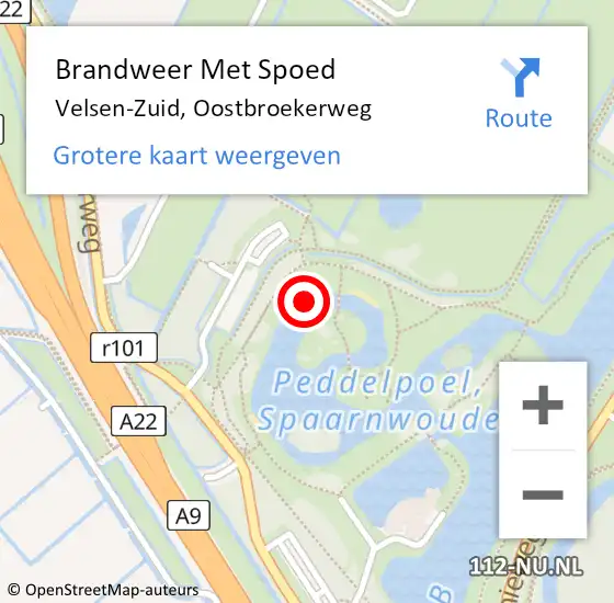 Locatie op kaart van de 112 melding: Brandweer Met Spoed Naar Velsen-Zuid, Oostbroekerweg op 12 september 2021 07:55