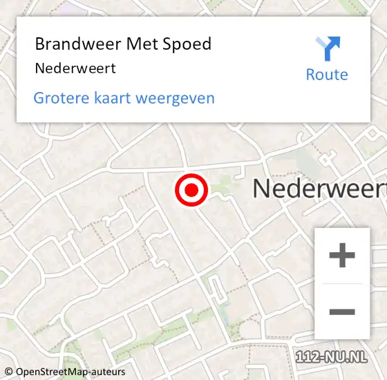 Locatie op kaart van de 112 melding: Brandweer Met Spoed Naar Nederweert op 12 september 2021 08:08