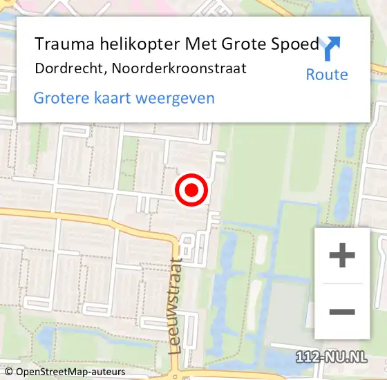 Locatie op kaart van de 112 melding: Trauma helikopter Met Grote Spoed Naar Dordrecht, Noorderkroonstraat op 12 september 2021 08:21