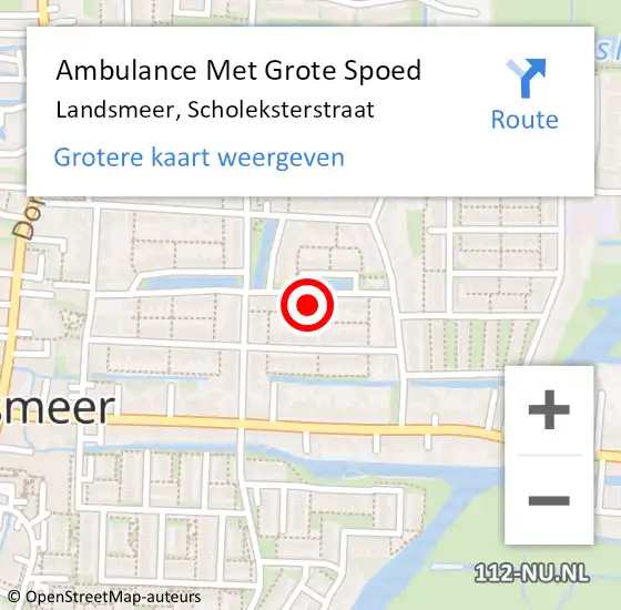 Locatie op kaart van de 112 melding: Ambulance Met Grote Spoed Naar Landsmeer, Scholeksterstraat op 12 september 2021 08:26